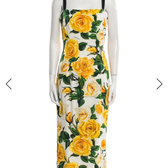 Dolce & Gabbana White Maxi Dress with Yellow Floral Print - Picture 2 of 9